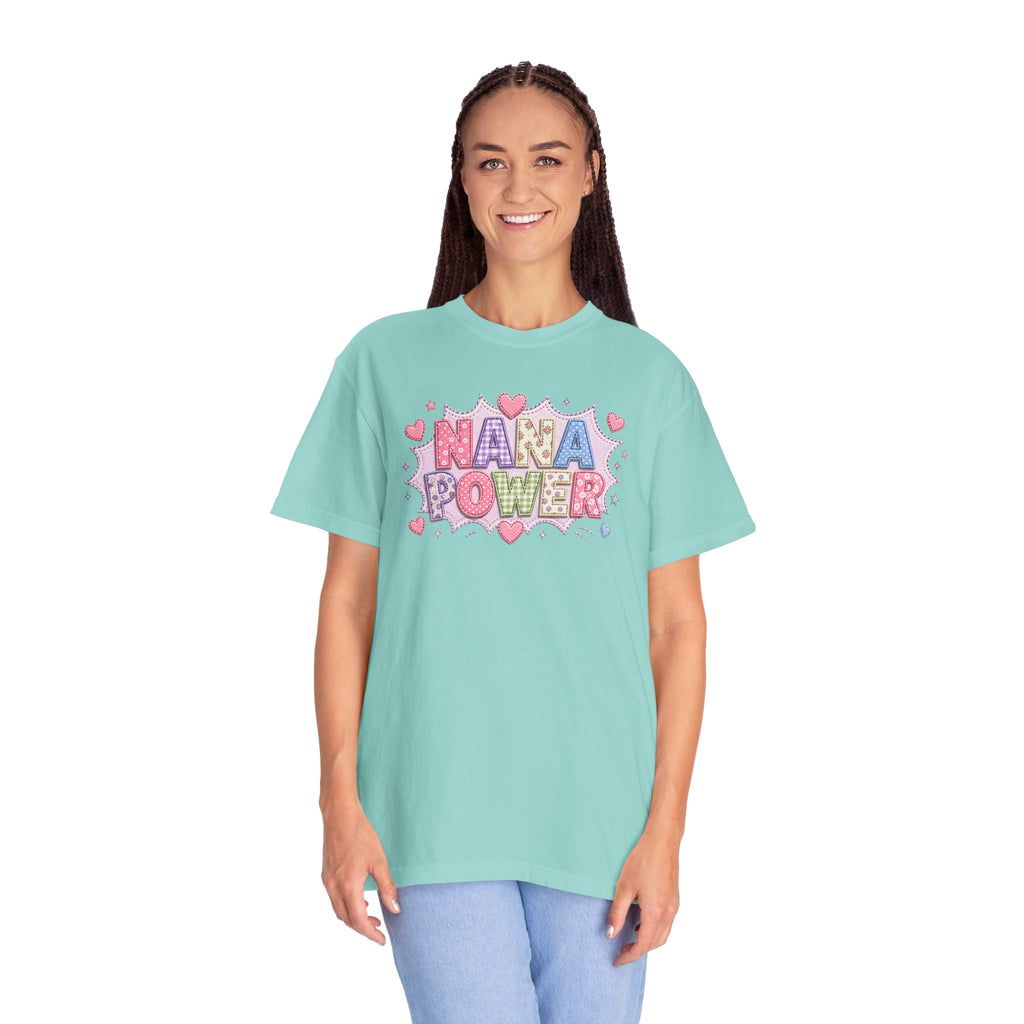 Nana Power T-Shirt — Playful Retro Heart Graphic for Grandmother Gifts