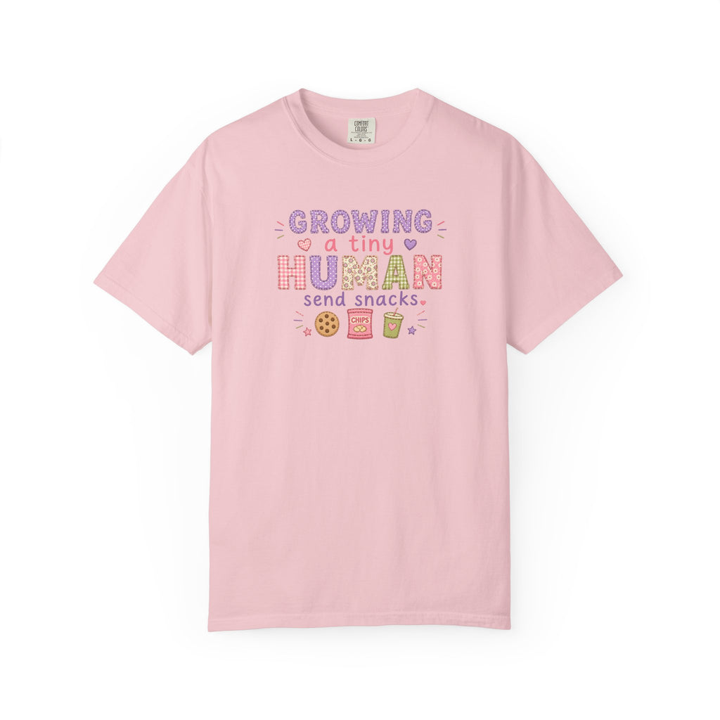 Growing a Tiny Human T-Shirt — "Growing a Tiny Human, Send Snacks" Maternity Tee