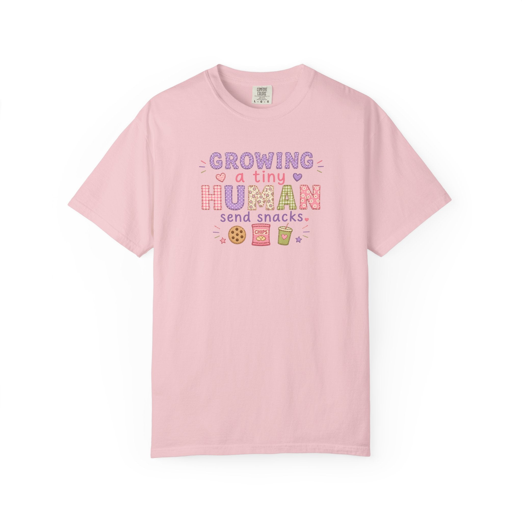 Growing a Tiny Human T-Shirt — "Growing a Tiny Human, Send Snacks" Maternity Tee