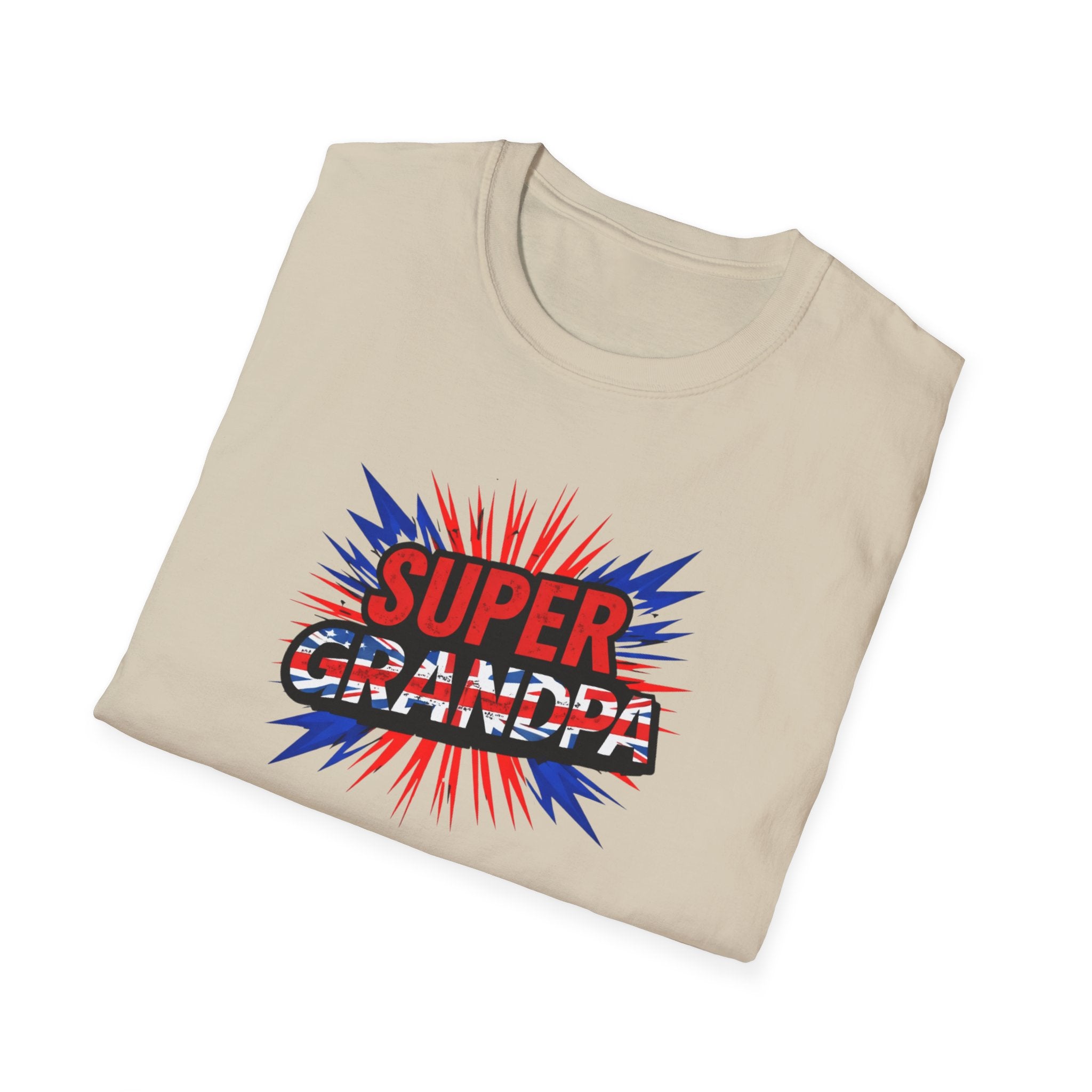 Super Grandpa T-Shirt Union Jack/England themed – Retro Comic Style Father’s Day Gift for Grandfathers