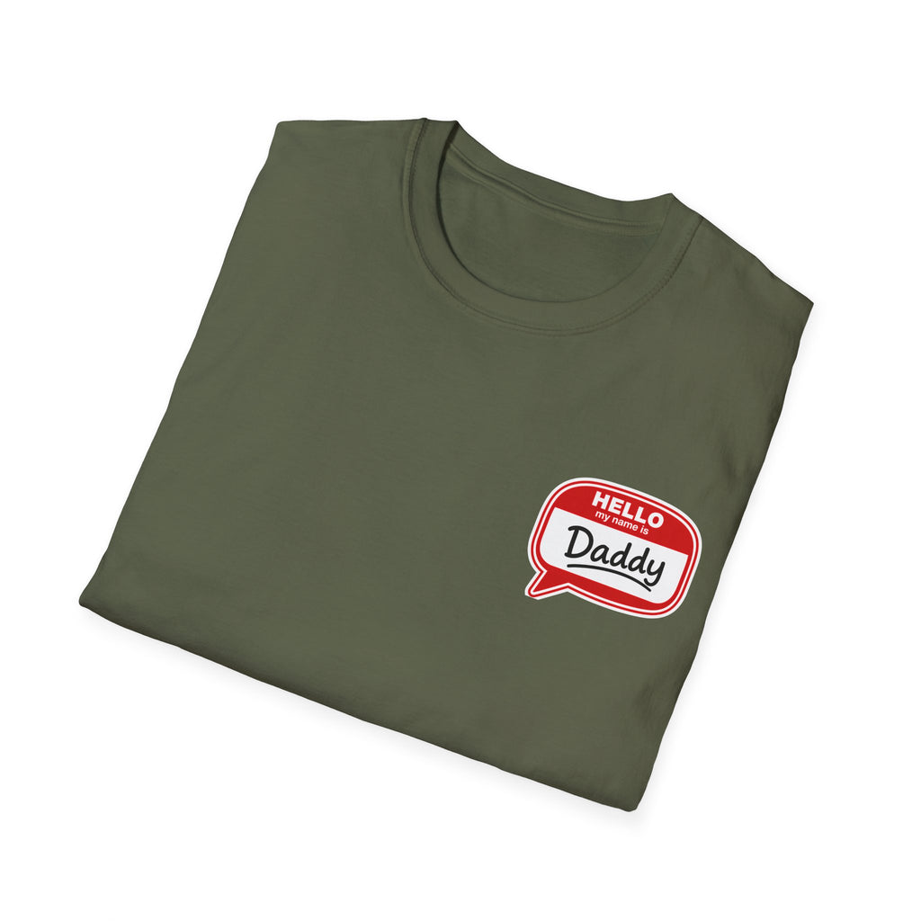 Daddy Name Tag T-Shirt - 'Hello Daddy' Retro Speech Bubble Tee