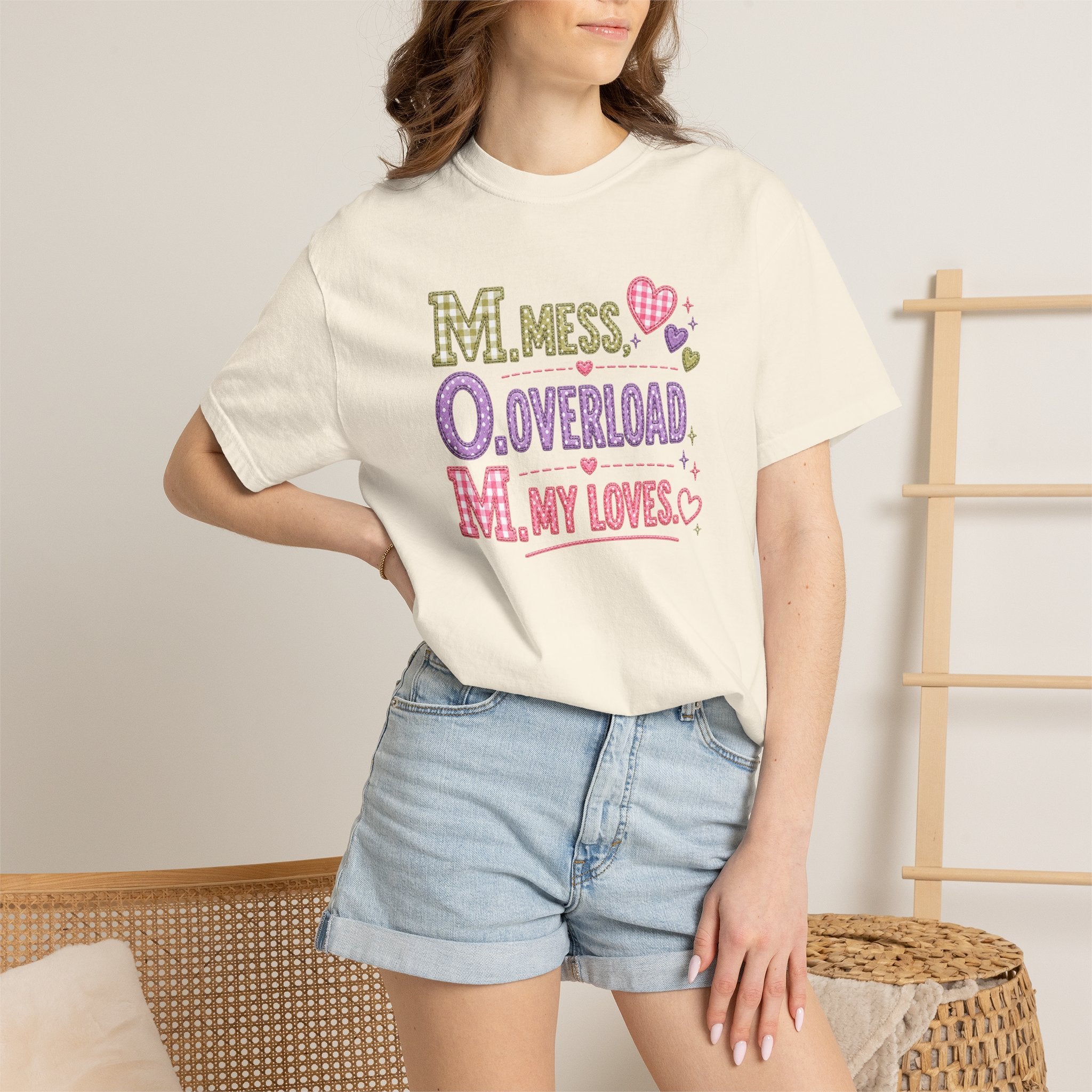 T-Shirt — "M.O.M. Mess, Overload, My Loves" Cute Mom Acronym Graphic Tee