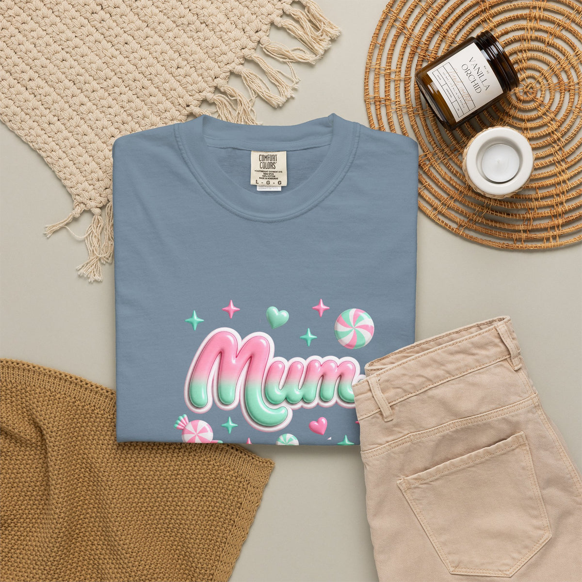 Mum Pastel Candy Script T-Shirt
