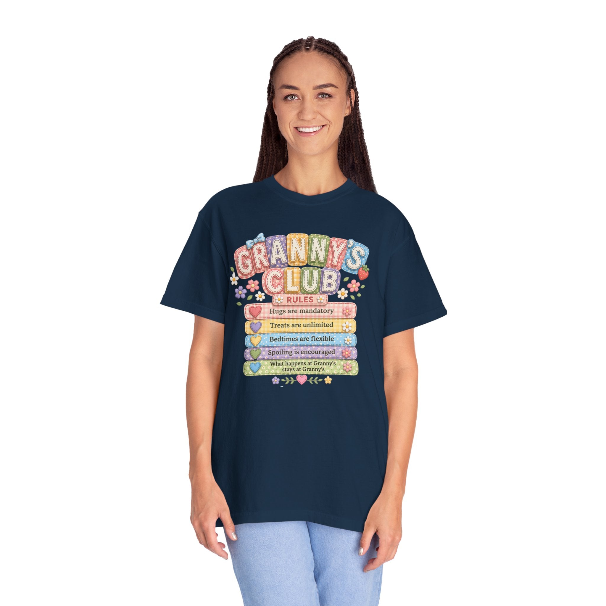 Granny's Club T‑Shirt – Cute Pastel 'Granny's Club' Rules Graphic Tee for Grandmothers