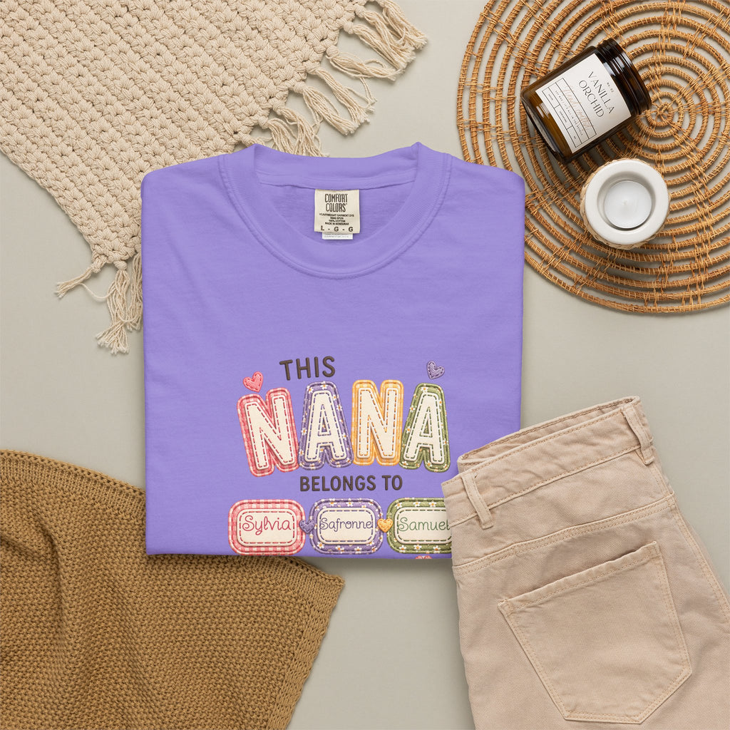 Nana Family Name T-Shirt — "This Nana Belongs To" Floral Grandma Gift