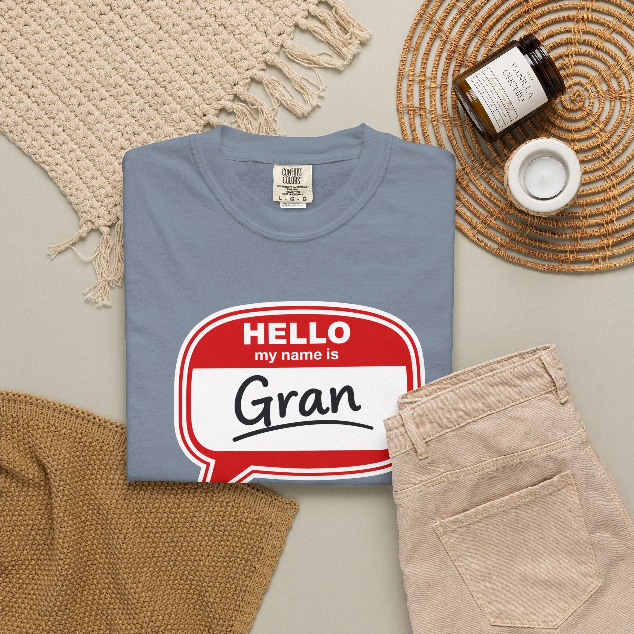 Hello My Name Is Gran T-Shirt – Funny Name Badge Tee for Grandmothers