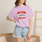 Hello My Name Is Granny T-Shirt - Funny Grandma Gift, Retro Name Badge Tee