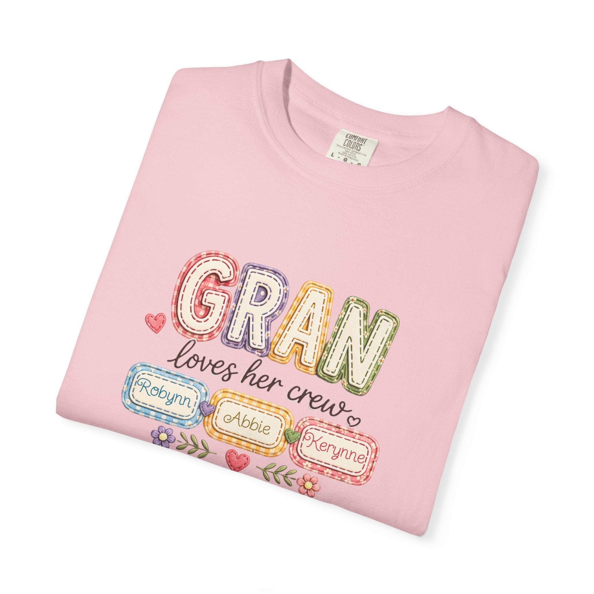 Gran Loves Her Crew T-Shirt — Personalized Grandma Family Names Tee