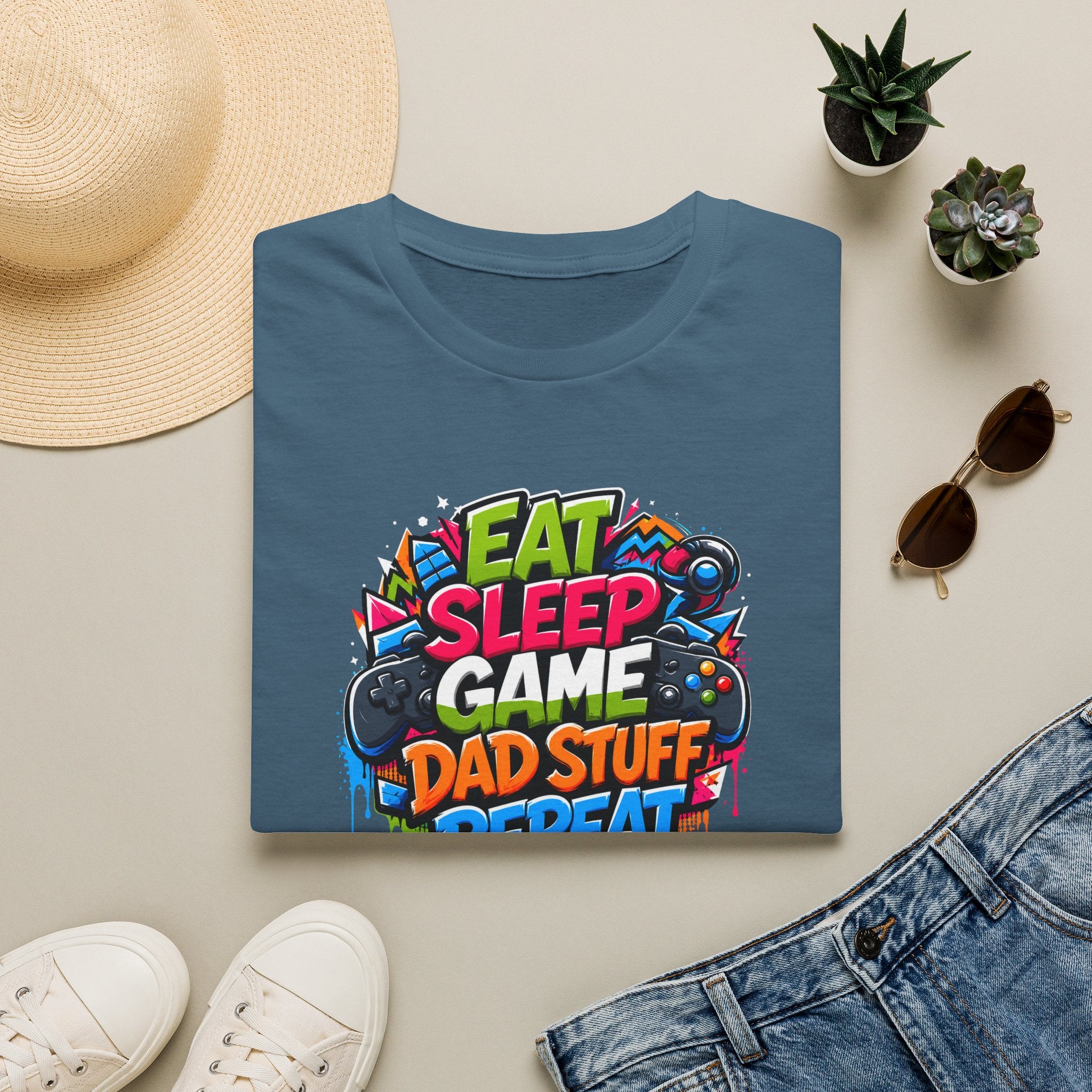 Eat Sleep Game Dad Stuff Repeat T-Shirt