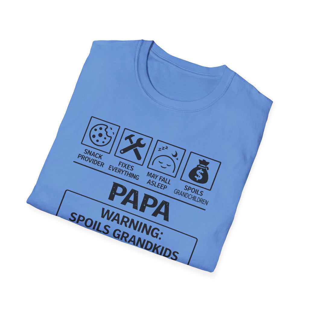 Papa Warning T-Shirt — Funny Grandpa Gift, 'Spoils Grandkids & Hands Out Biscuits' Tee