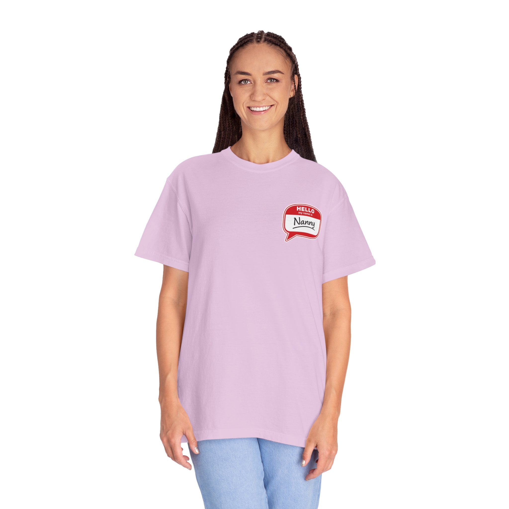 Hello Nanny Pocket T-Shirt – Cute Name Tag Tee for Grandparents & Caregivers