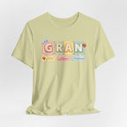 Gran Retro Patch Tee — Personalized 'Gran' Name Blocks Short Sleeve Shirt