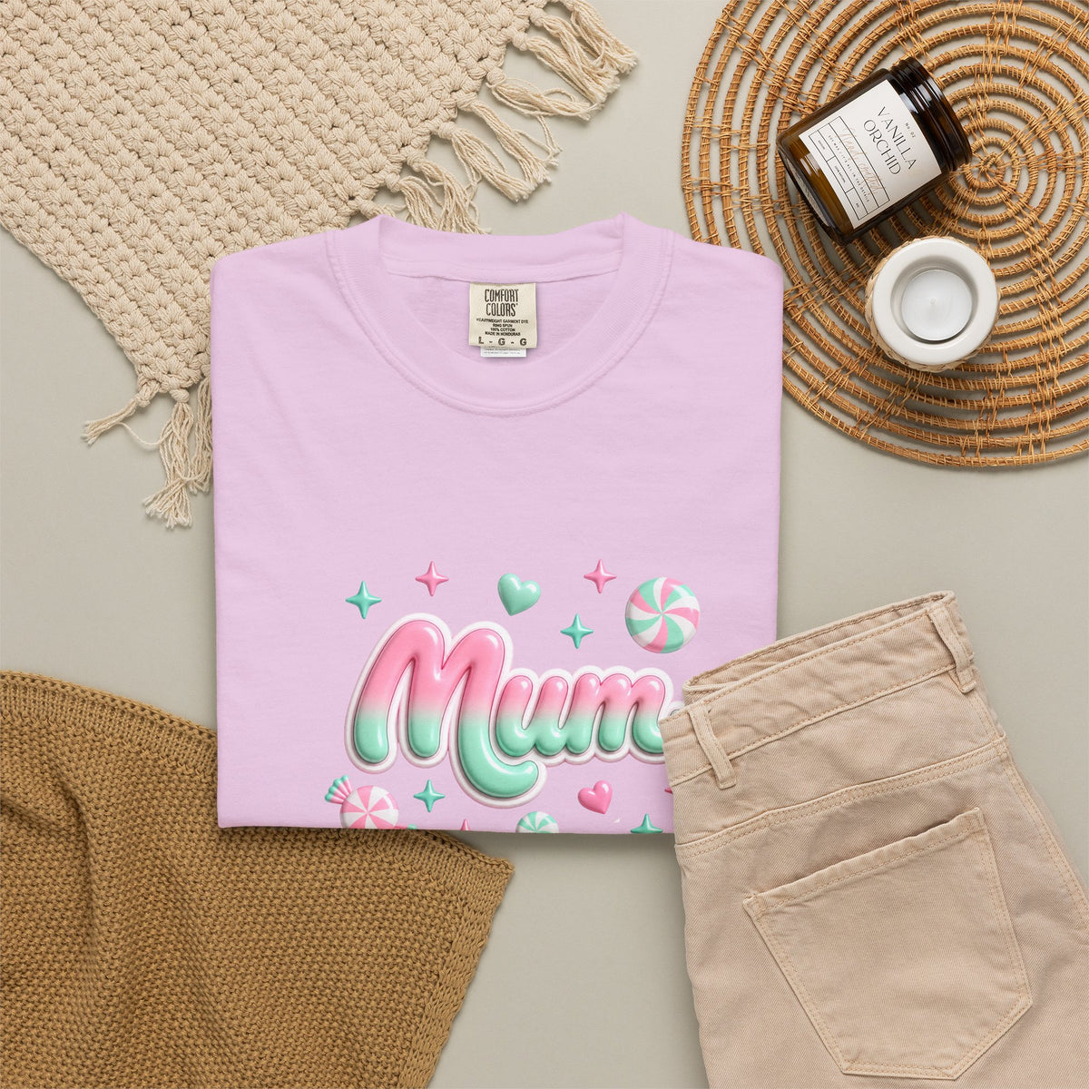 Mum Pastel Candy Script T-Shirt