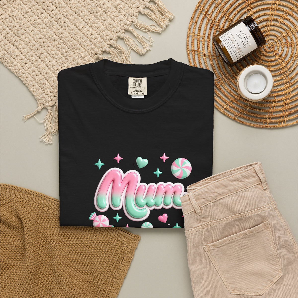 Mum Pastel Candy Script T-Shirt