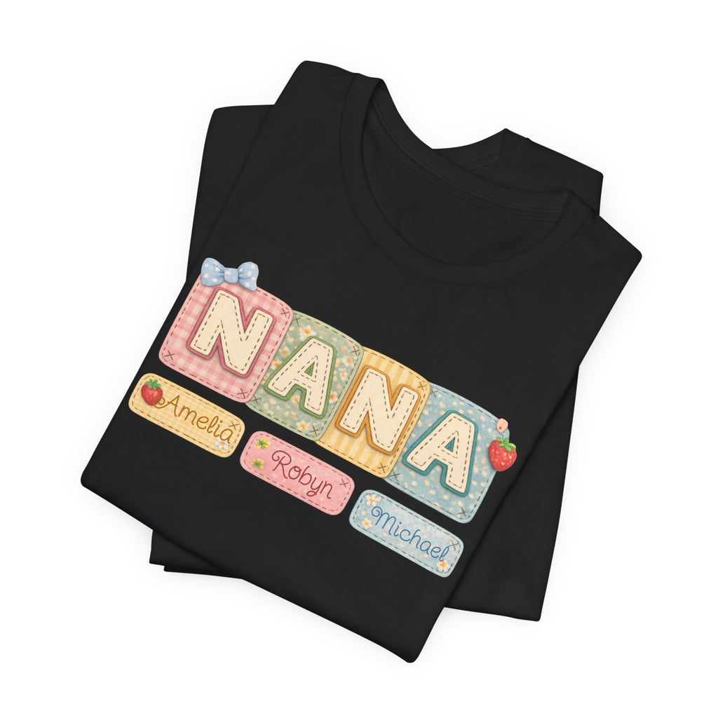 Nana Baby Blocks Tee — Personalized Grandmother Name Shirt