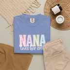 Nana Pastel Varsity T-Shirt — Soft Vintage Lettering Gift for Grandma (Mother's Day/Birthday)
