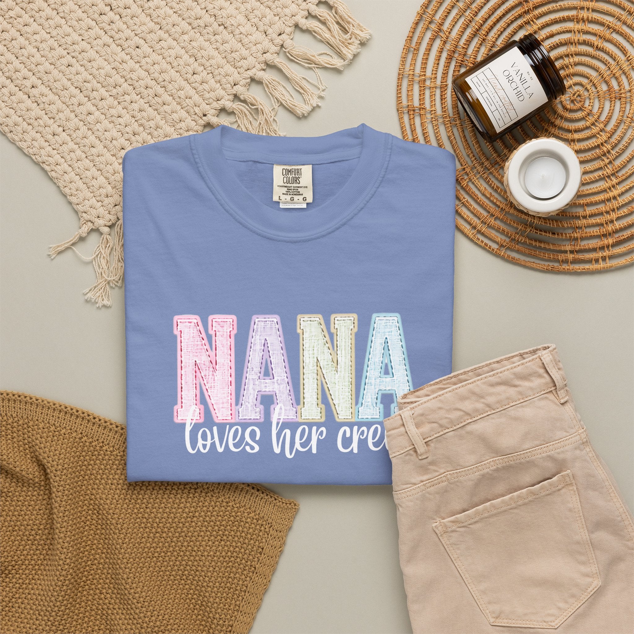Nana Pastel Varsity T-Shirt — Soft Vintage Lettering Gift for Grandma (Mother's Day/Birthday)