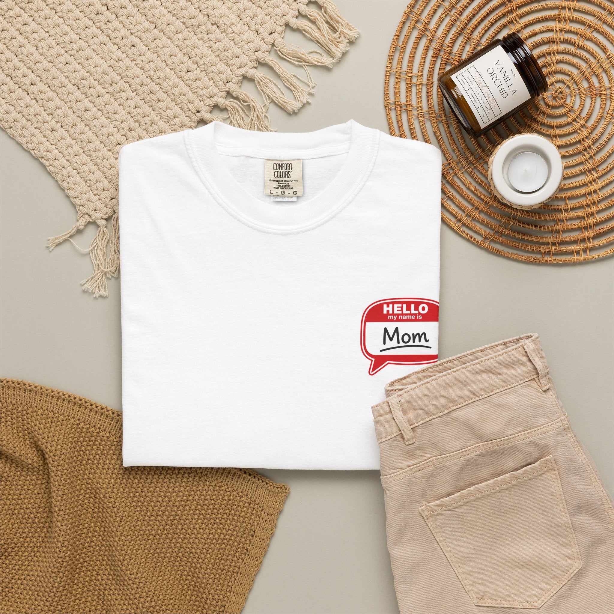 Mom Name Tag T-Shirt — "Hello, Mom" Casual Tee