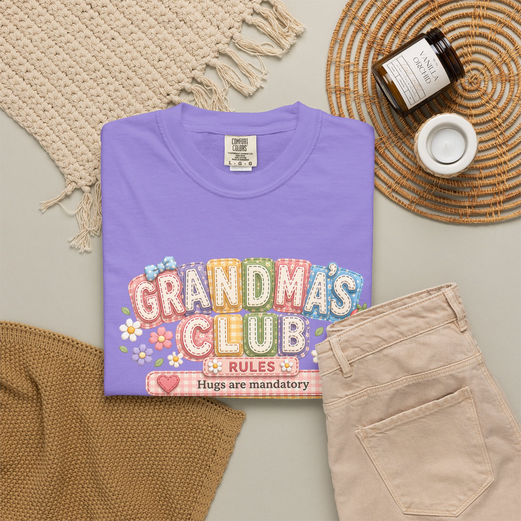 Grandma's Club T-Shirt — Cute Floral 'Grandma's Club' Rules Tee