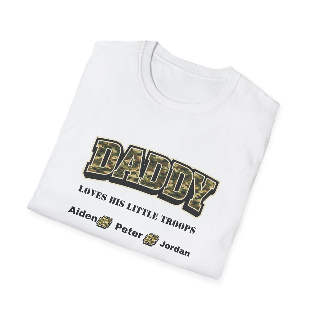 Daddy Loves His Little Troops Personalized Camo T-Shirt — Custom Name Father's Day Gift