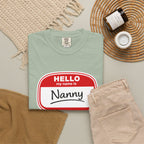 Hello My Name Is Nanny T-Shirt – Funny Name Tag Graphic Tee for Grandparents