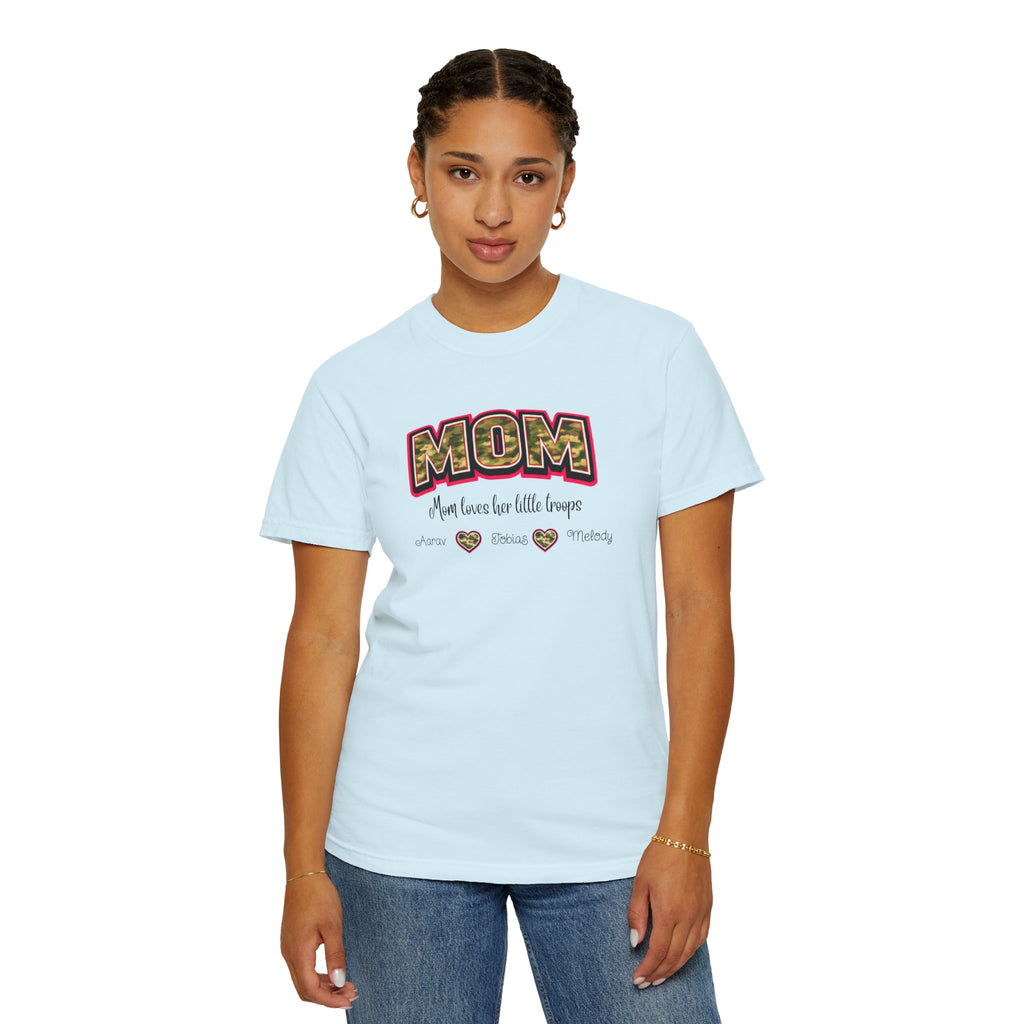 Mom Camo Graphic T-Shirt — "MOM Most Loved Her Little People" Floral Heart Tee