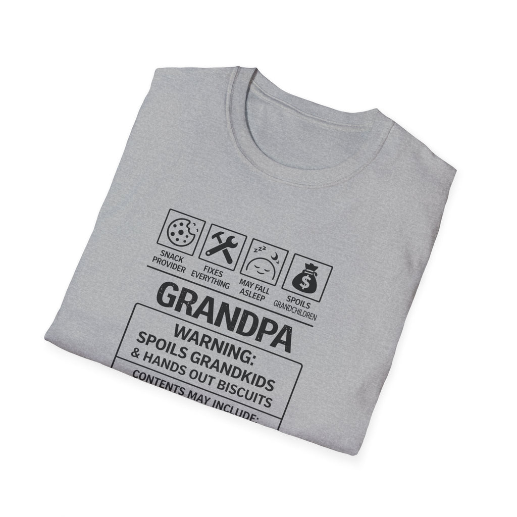 Grandpa Warning T-Shirt – ‘Spoils Grandkids & Hands Out Biscuits’ Funny Grandpa Tee