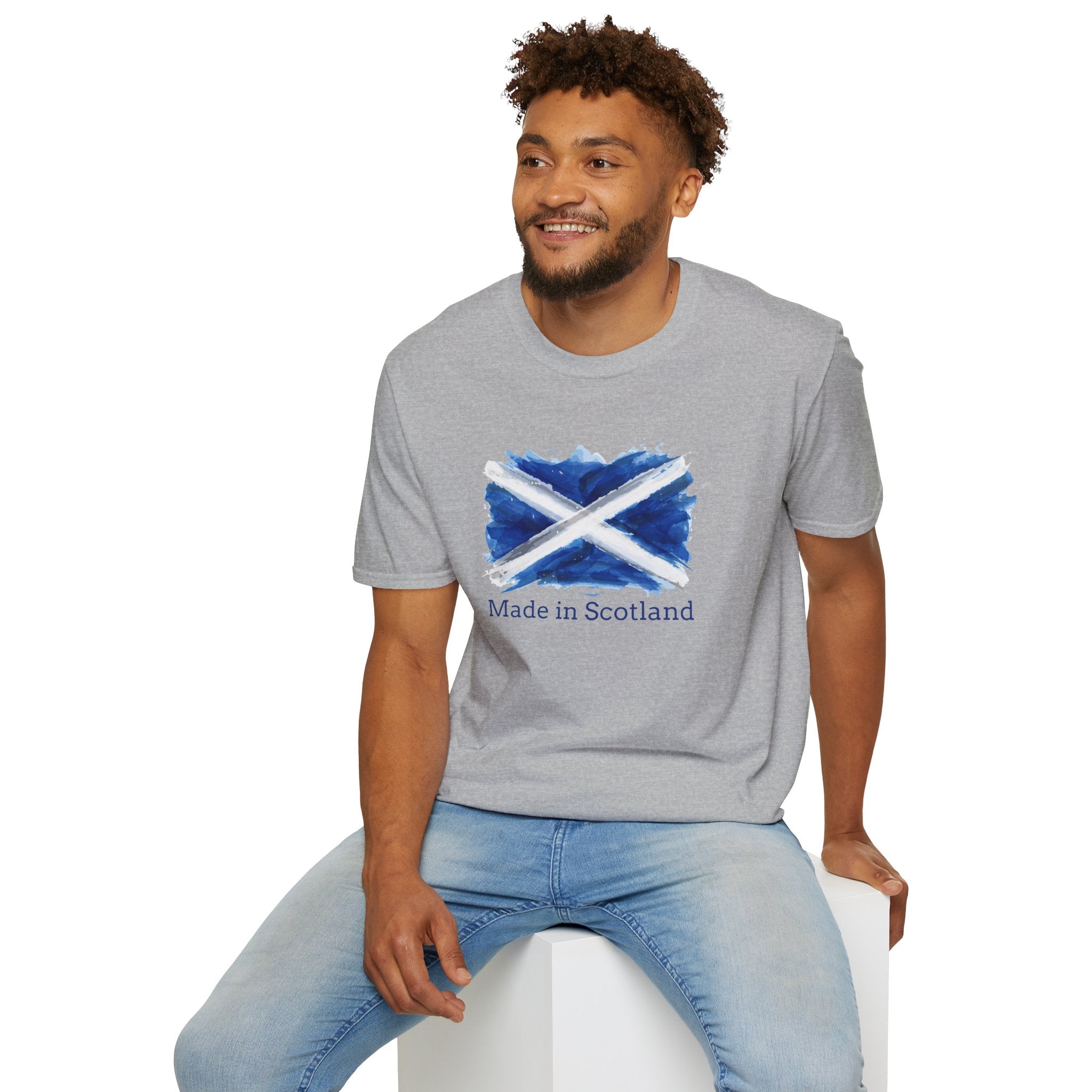 Made in Scotland T-Shirt — Watercolor Saltire Flag Tee