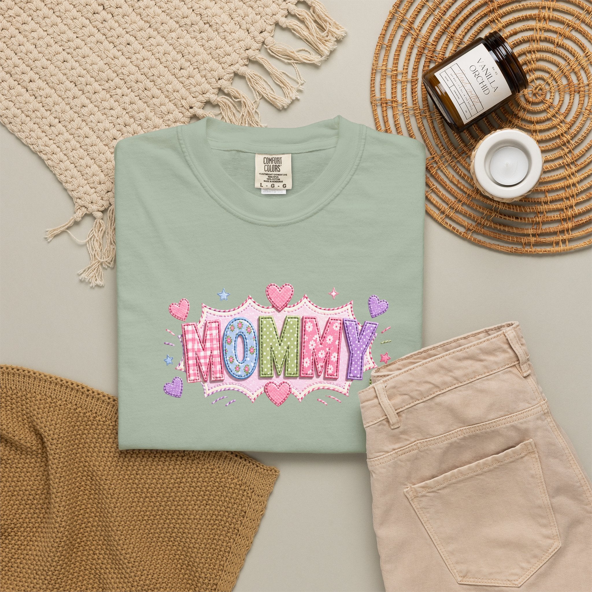 Mommy Hearts T‑Shirt — Cute Pastel 'MOMMY' Graphic Tee for Mother's Day & New Moms