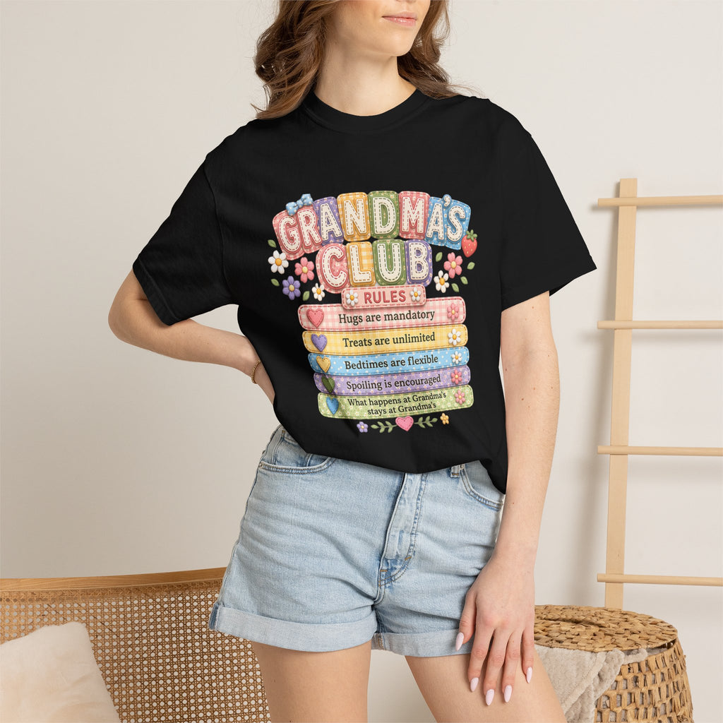 Grandma's Club T-Shirt — Cute Floral 'Grandma's Club' Rules Tee