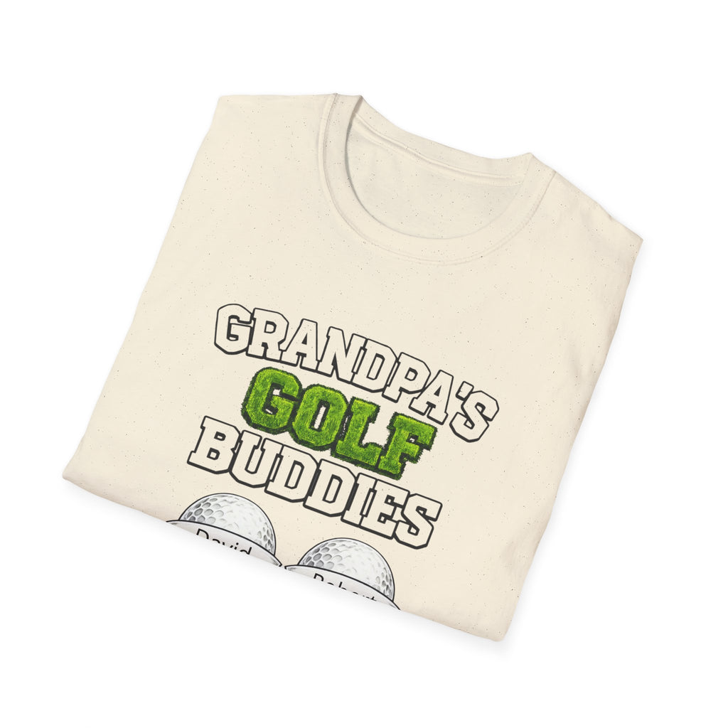 Grandpa’s Golf Buddies T-Shirt — Personalized Names on Golf Balls