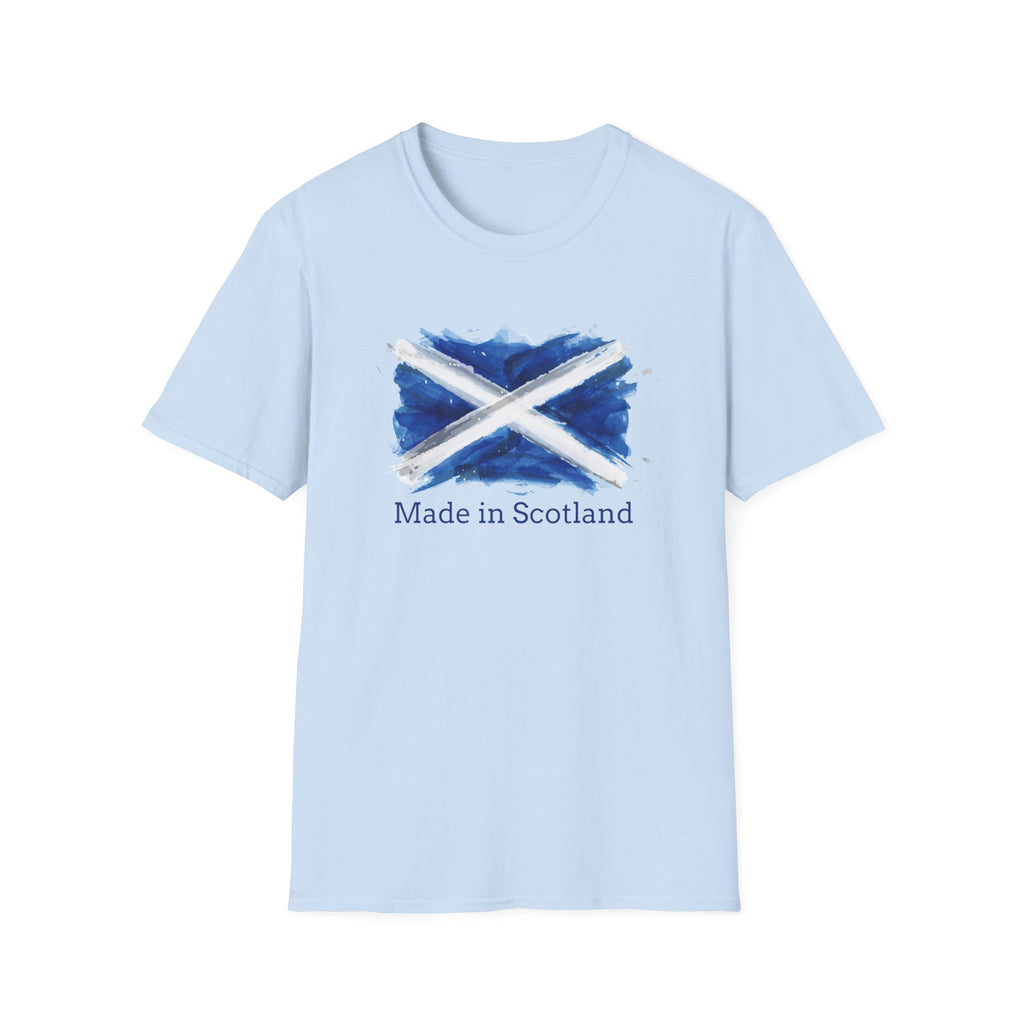 Made in Scotland T-Shirt — Watercolor Saltire Flag Tee