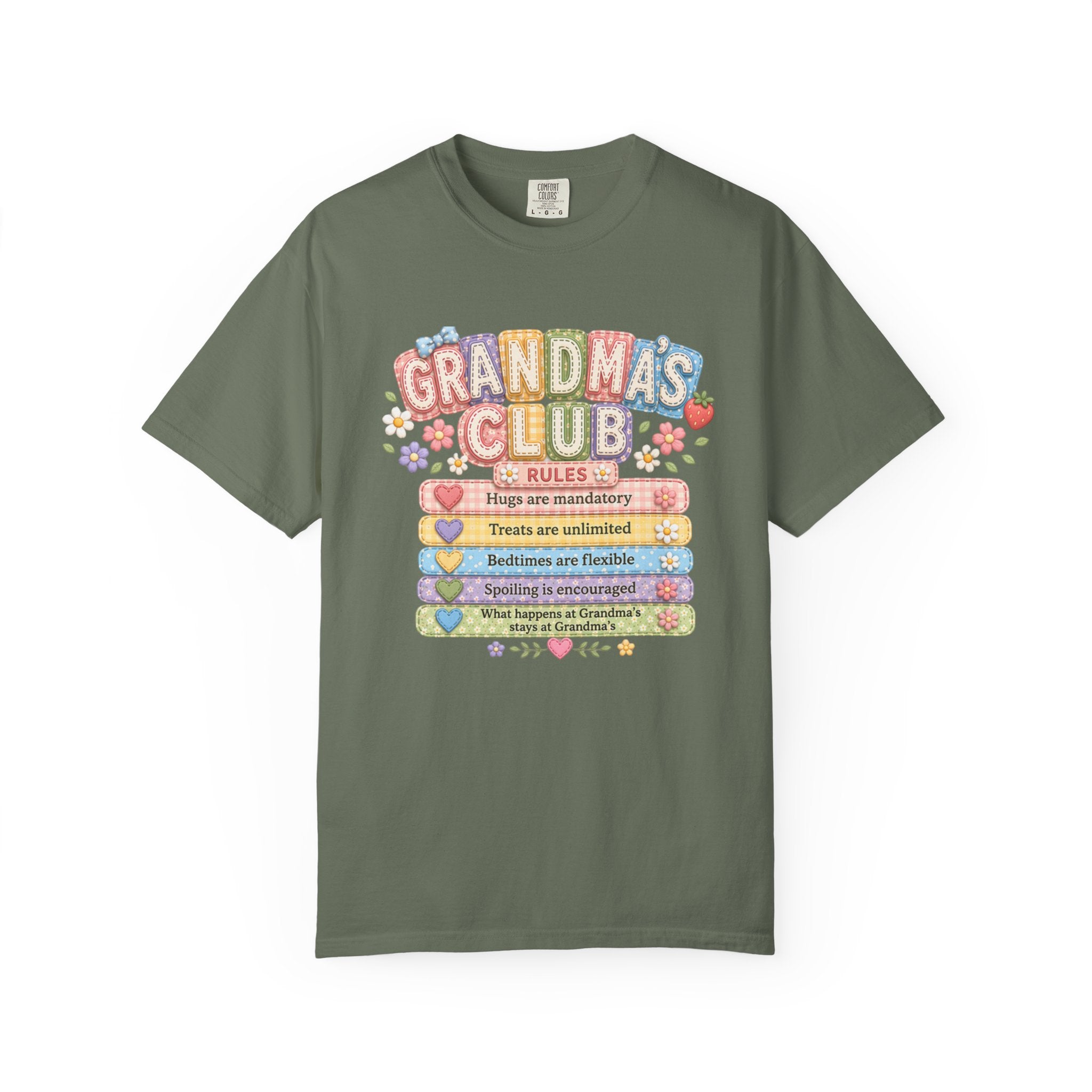 Grandma's Club T-Shirt — Cute Floral 'Grandma's Club' Rules Tee