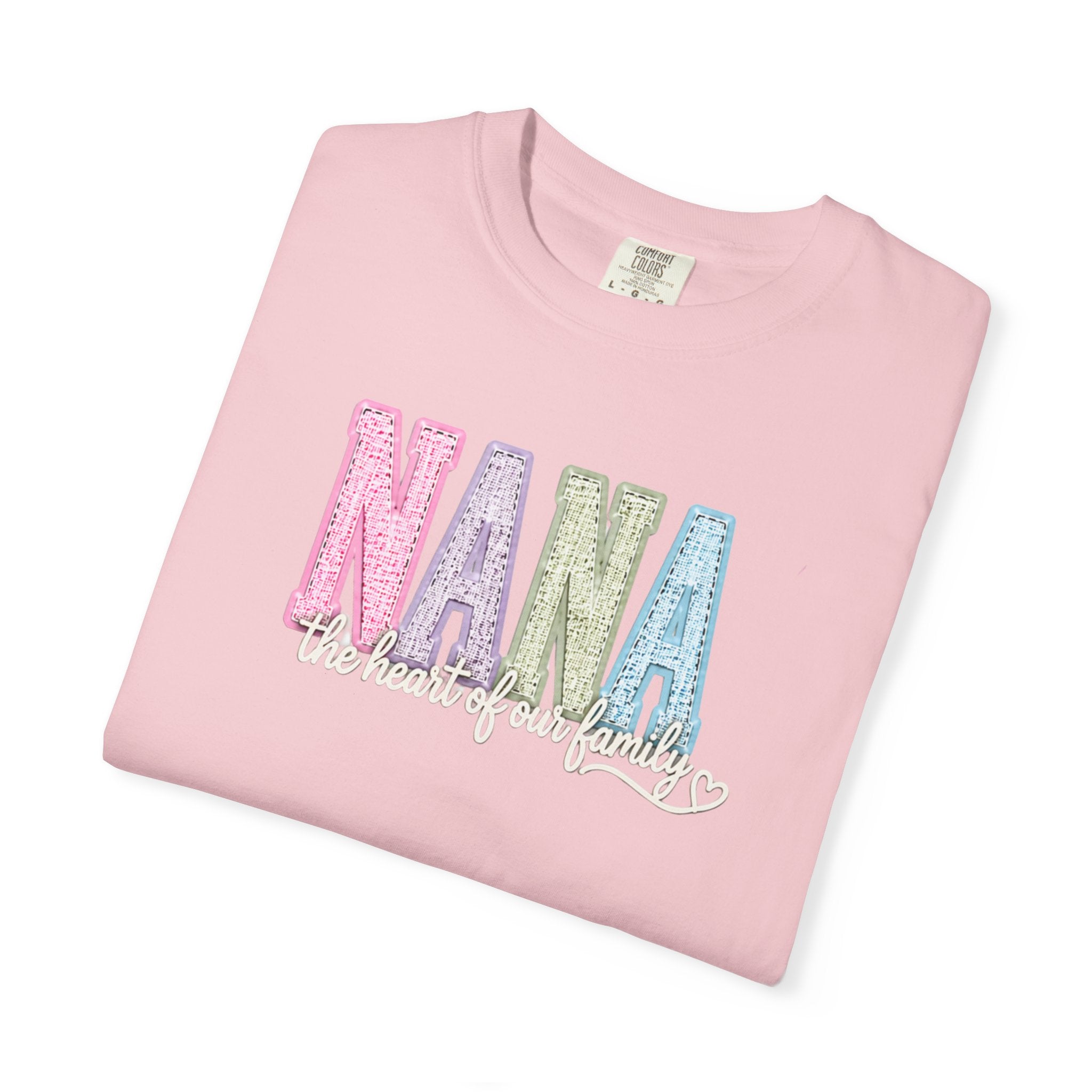 NANA Pastel Patchwork T-Shirt — "The Heart of Our Family" Gift