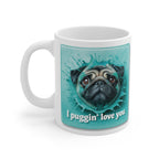 Mug - Personalized Teal Pug "I puggin' love you" Coffee Mug