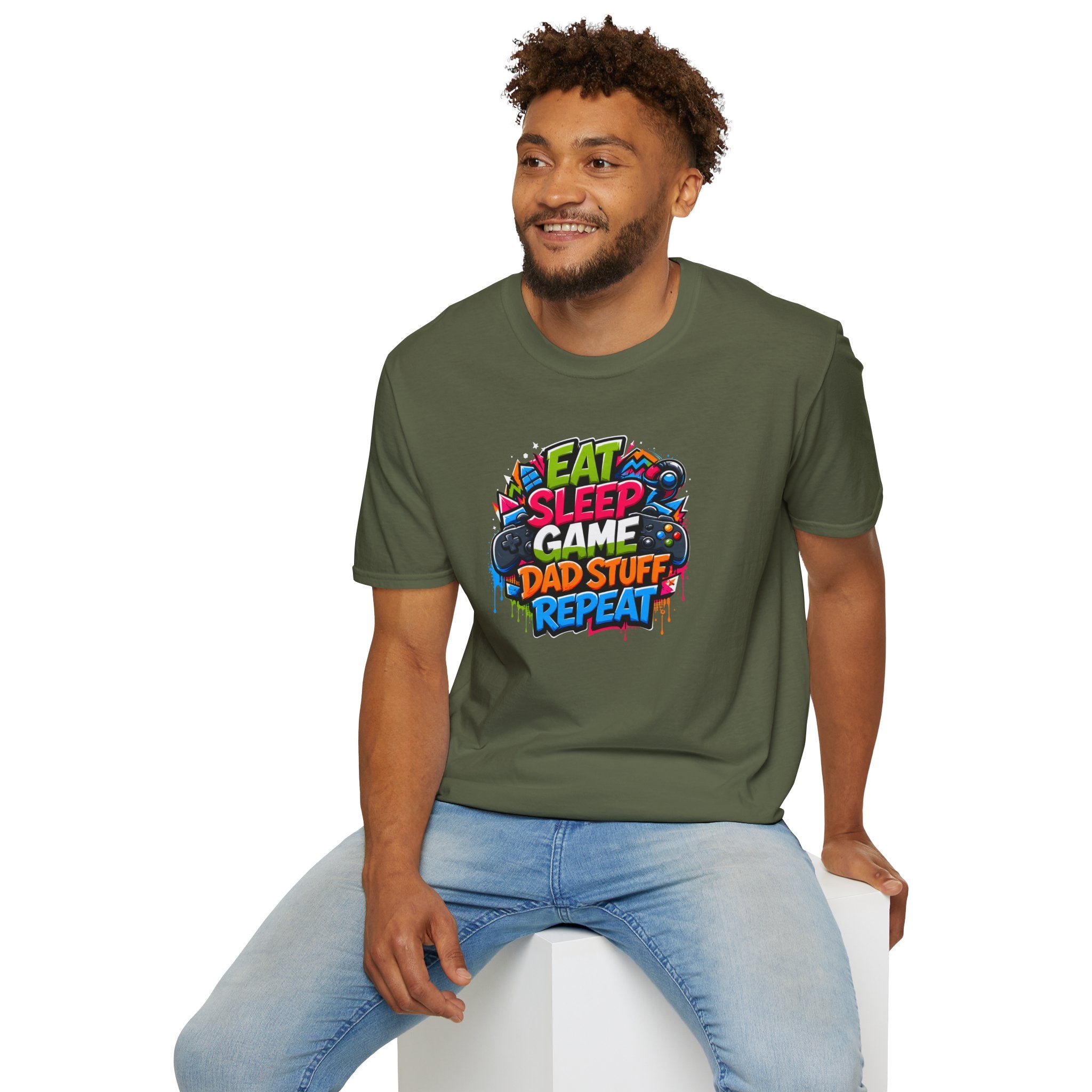 Eat Sleep Game Dad Stuff Repeat T-Shirt