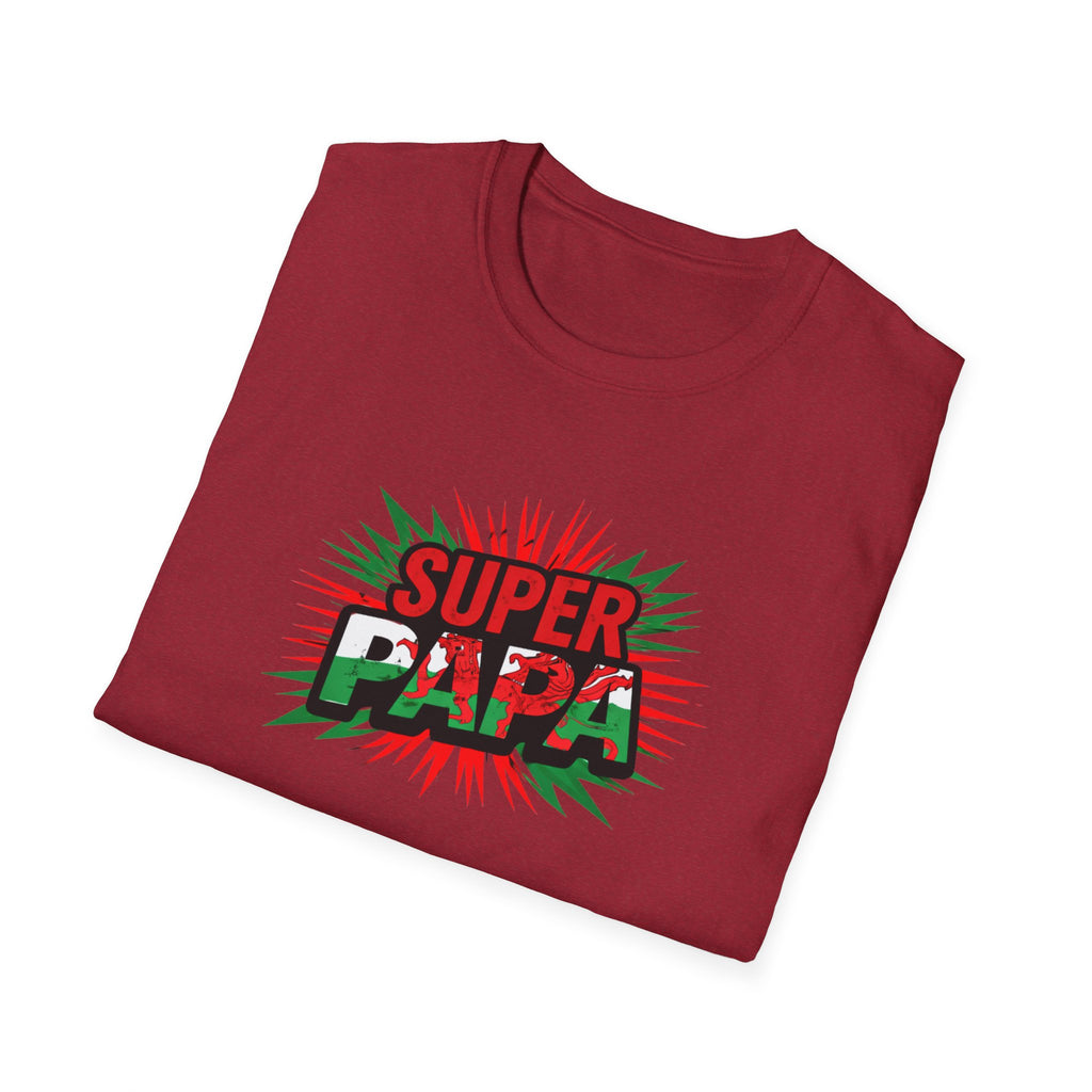 Super Papa Welsh Flag/ Wales themed Graphic T-Shirt — Father’s Day Comic-Style Dad Shirt