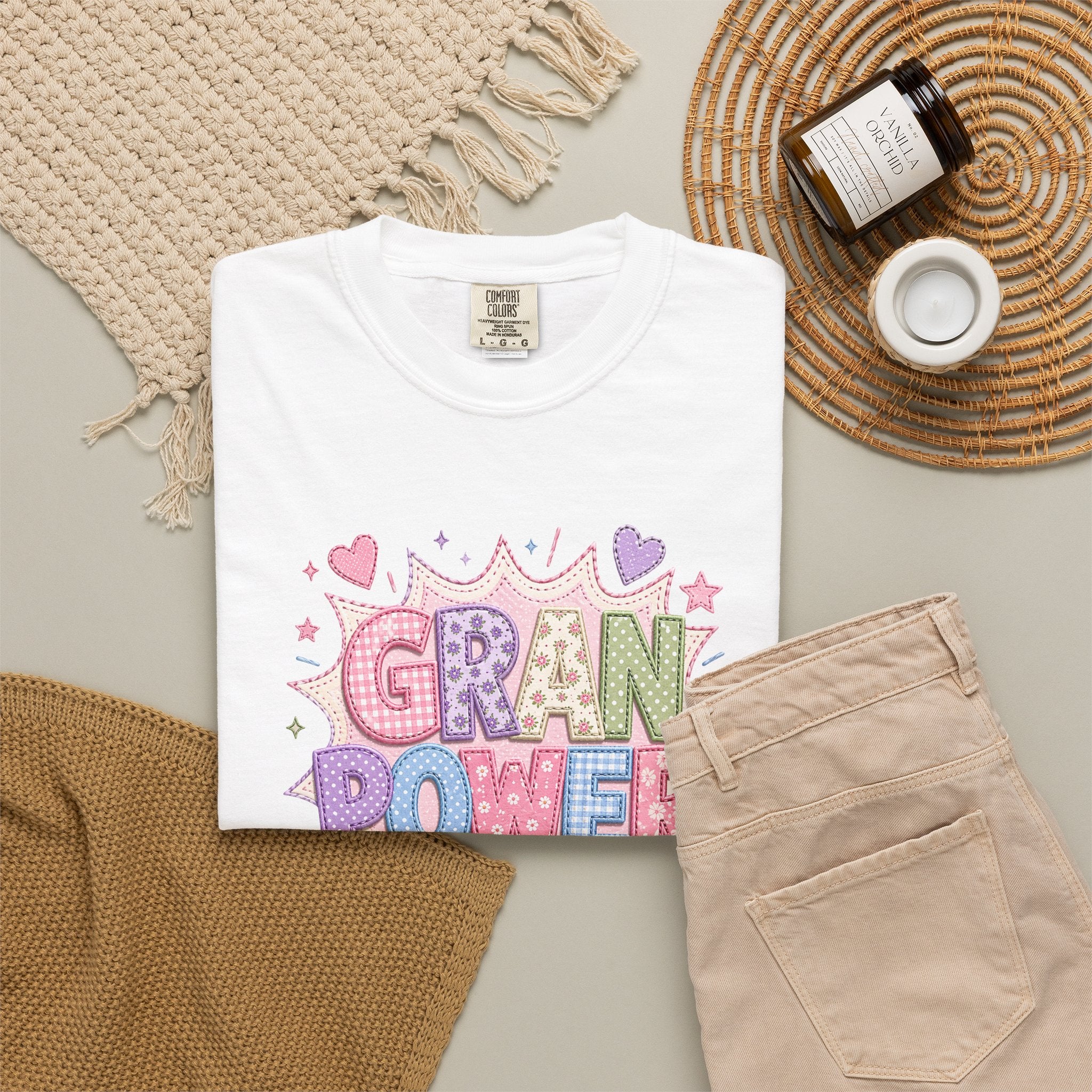 Gran Power T-Shirt — Cute Pastel 'Gran Power' Graphic Tee for Grandparents, Mother's Day Gift