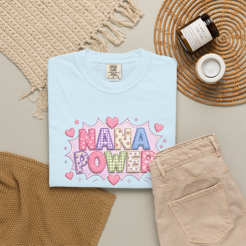 Nana Power T-Shirt — Playful Retro Heart Graphic for Grandmother Gifts