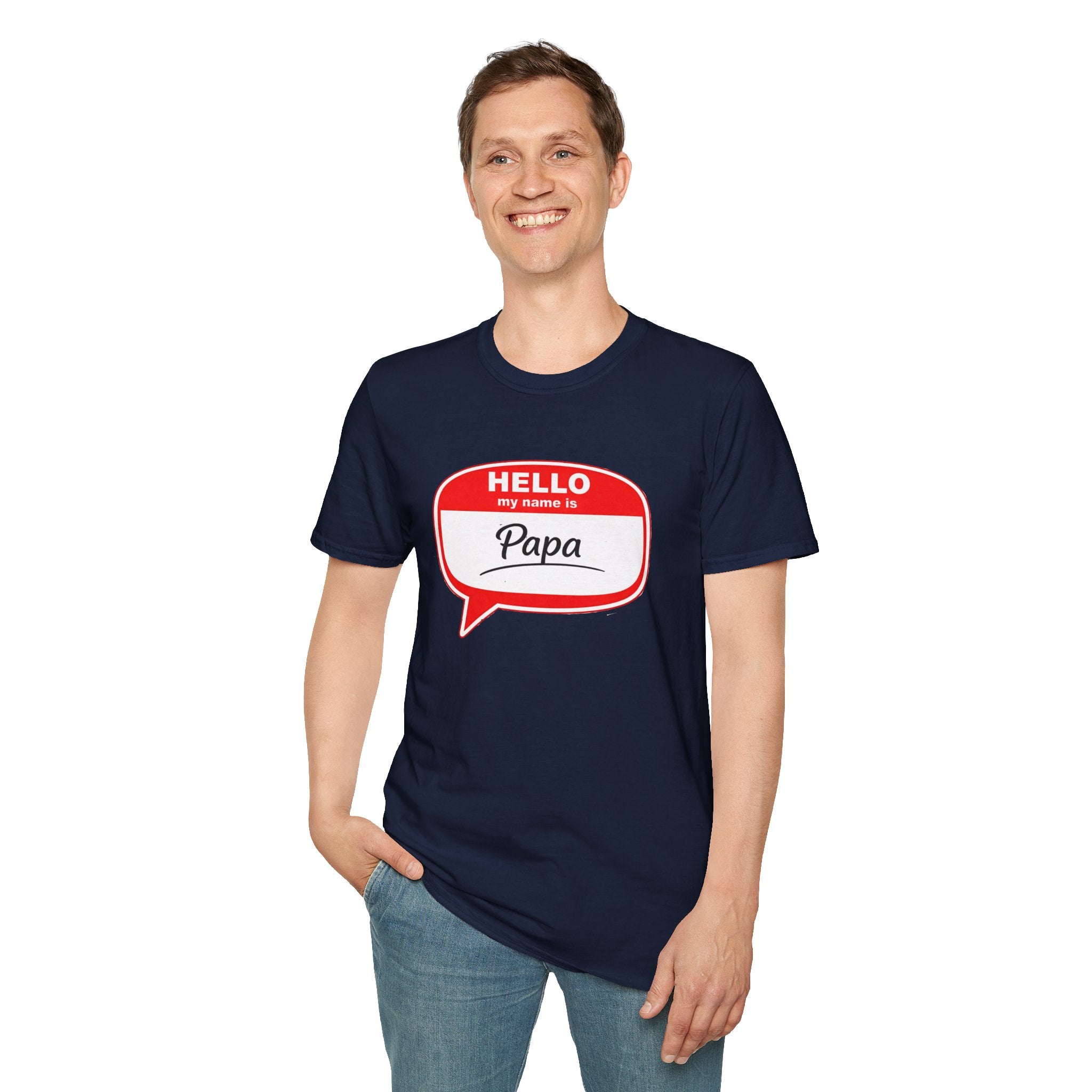 Hello My Name Is “Papa” T-Shirt — Funny Dad Name Tag Tee for Father’s Day