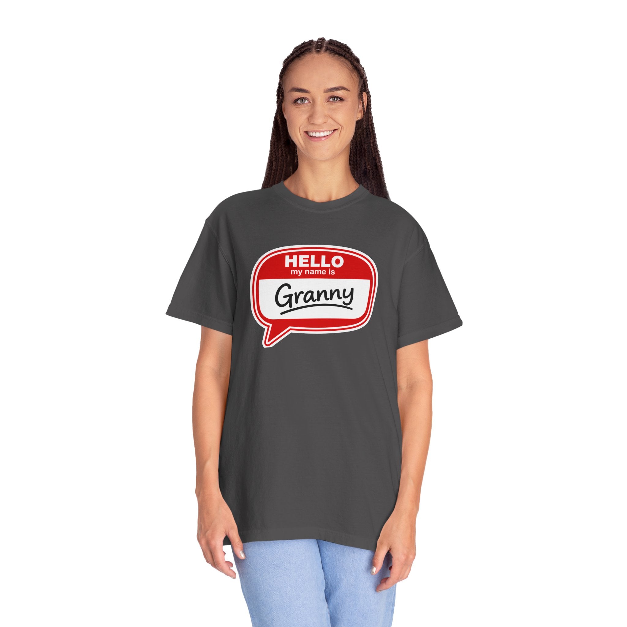 Hello My Name Is Granny T-Shirt - Funny Grandma Gift, Retro Name Badge Tee