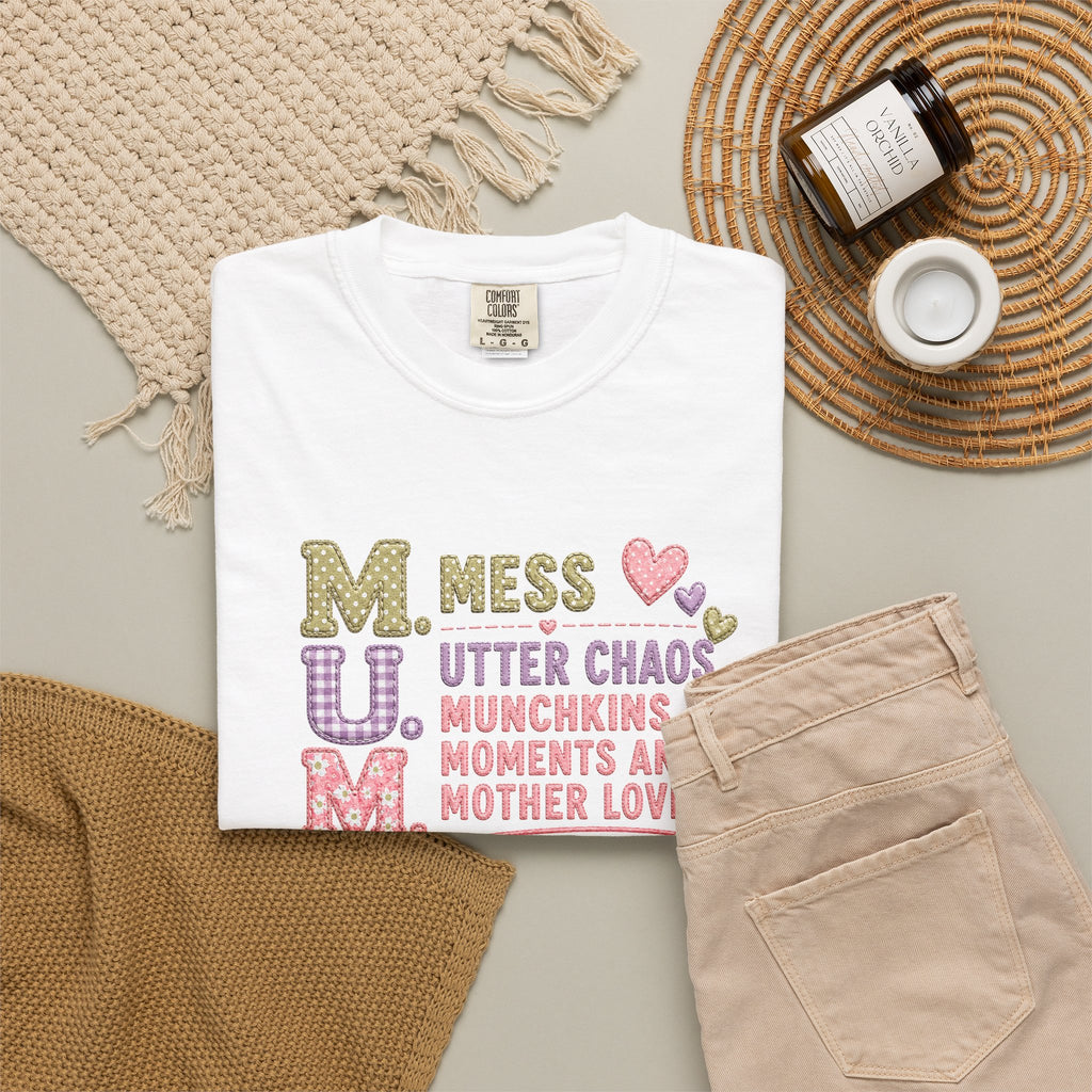 M.U.M. Mom Acronym Graphic Tee — Mess, Utter Chaos, Munchkins & Mother Love T-Shirt