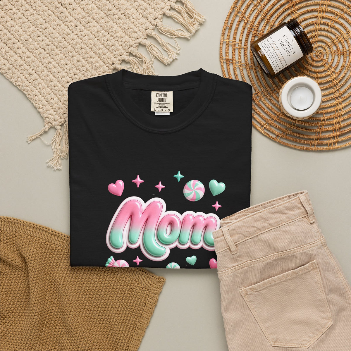 Mom Pastel Candy Script T-Shirt