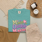 Mess, Overload, Mini-Hugs Hugs T-Shirt — Cute Hand-Lettered Mom Vibes Tee