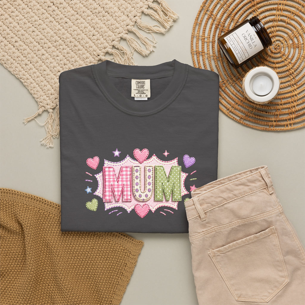 MUM Heart Patch Graphic T-Shirt — Cute Floral Mother’s Day Gift