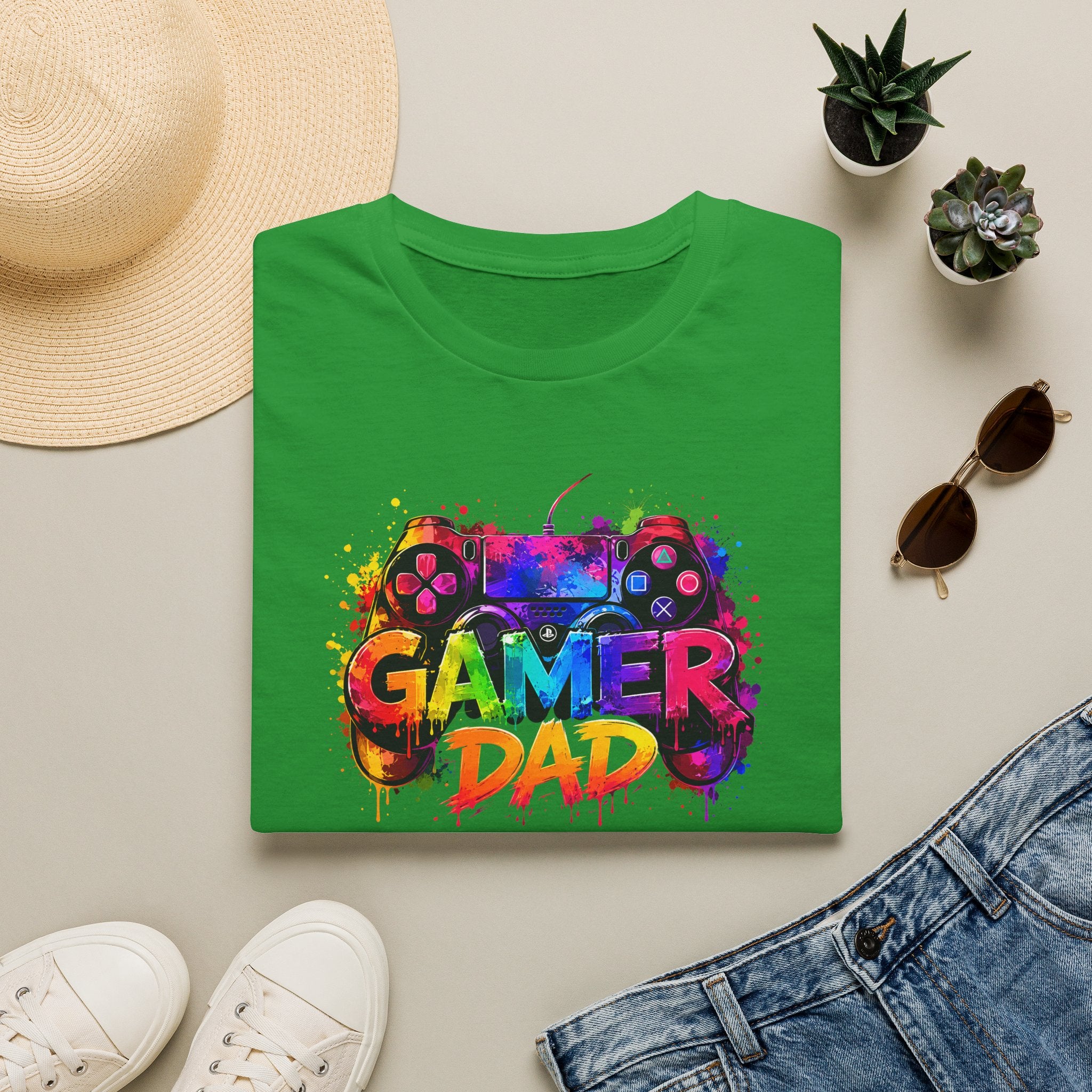 Gamer Dad Colourful Controller Design T-Shirt
