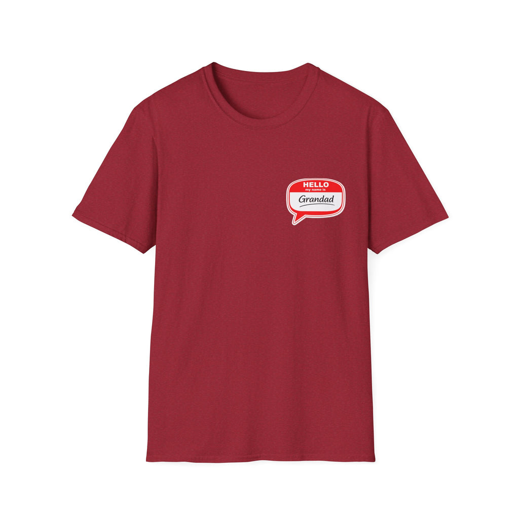 Grandad Name Badge T-Shirt — "Hello, Grandad!" Chest Logo