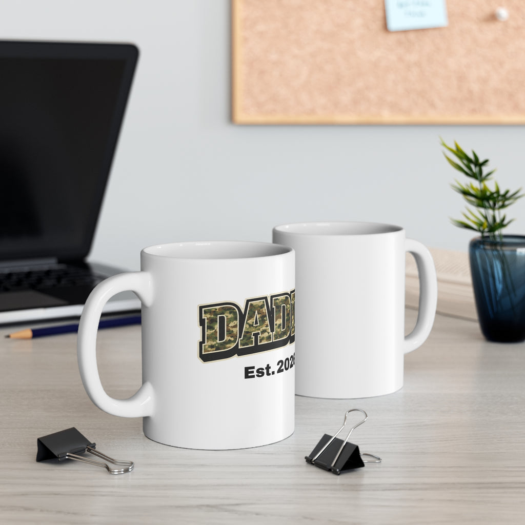 Daddy Est. 2026 Mug — Camo Military-Style Ceramic Coffee Cup (11oz & 15oz)