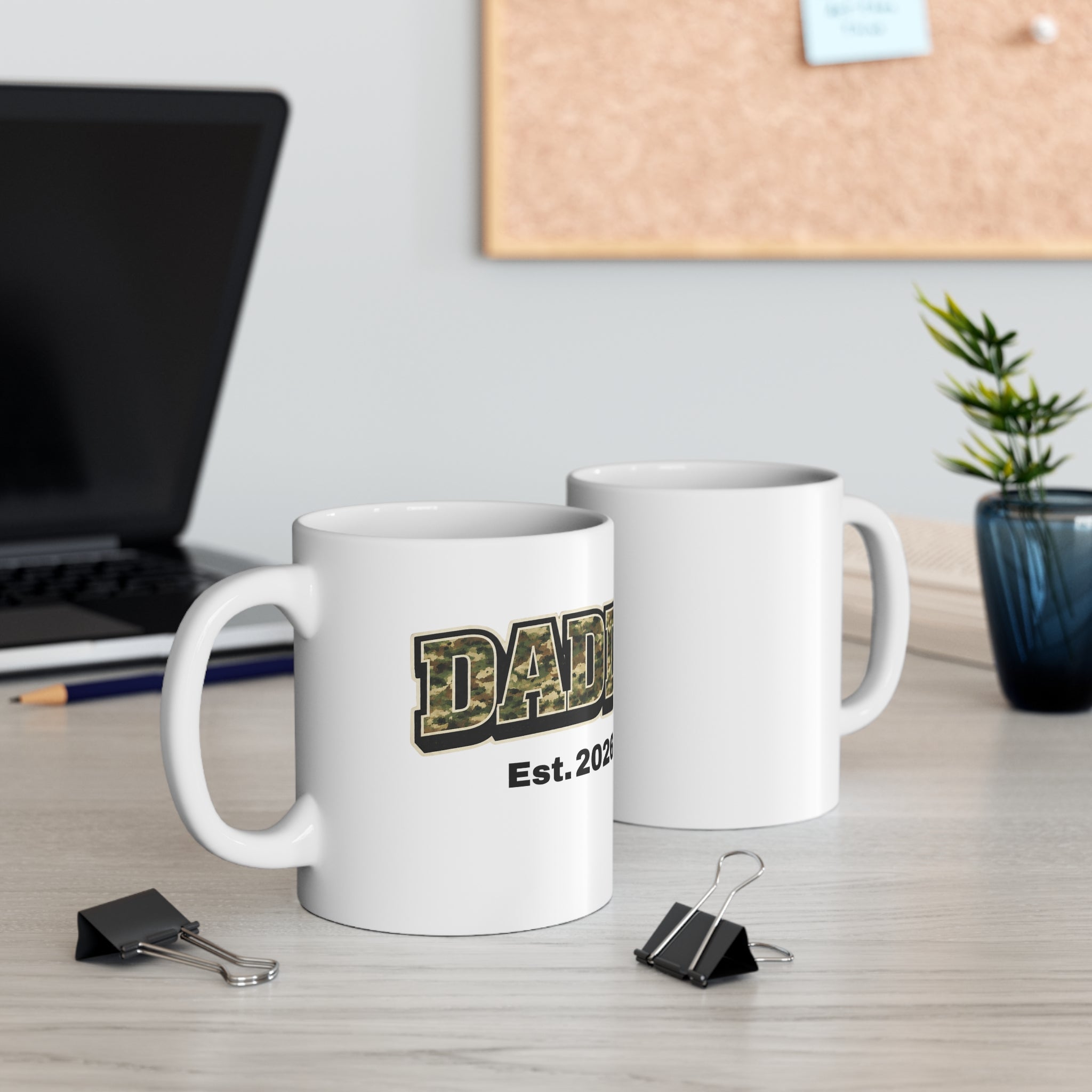 Daddy Est. 2026 Mug — Camo Military-Style Ceramic Coffee Cup (11oz & 15oz)