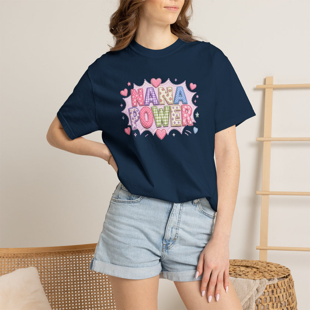 Nana Power T-Shirt — Playful Retro Heart Graphic for Grandmother Gifts